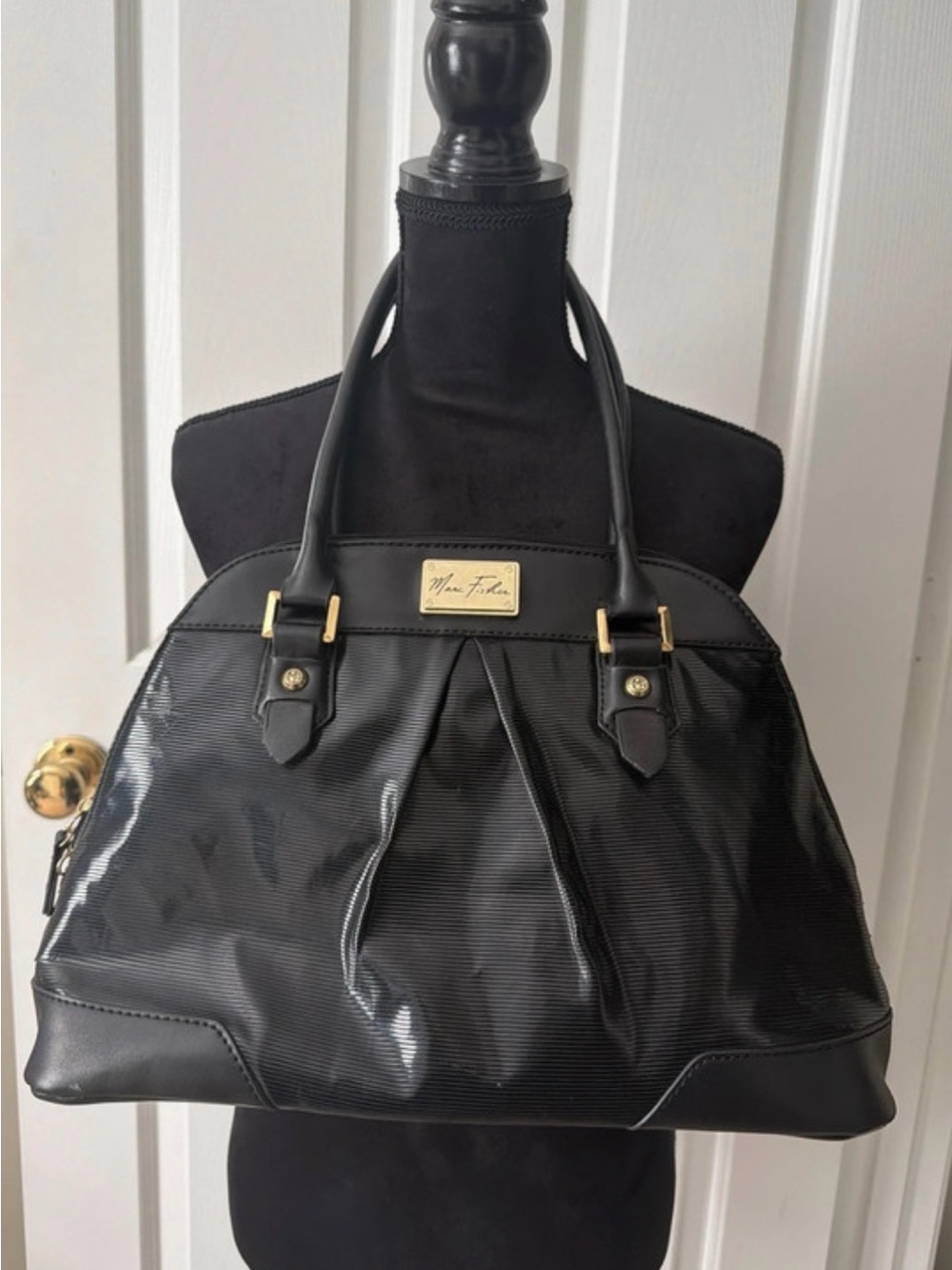 Marc Fisher Black Patent Dome Satchel